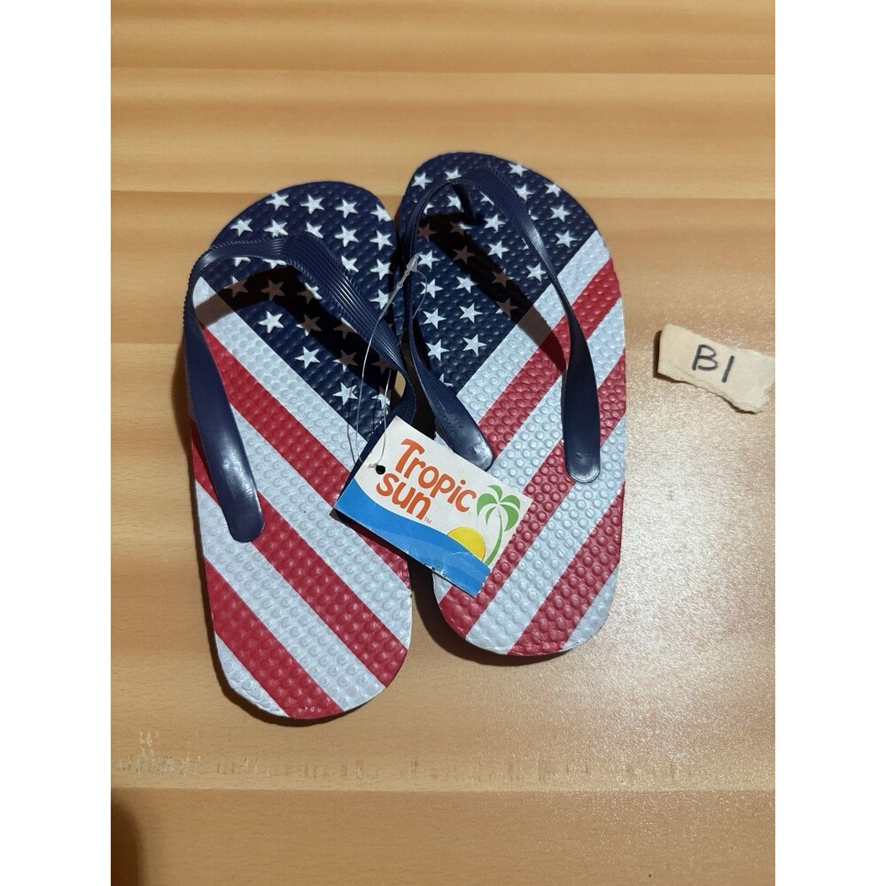 3/$15 Patriotic Kids Slippers 2/3 Red White Blue Youth New